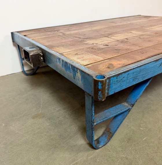 Large Blue Industrial Coffee Table Cart, 1960s – Iron (photo 4 of 15)