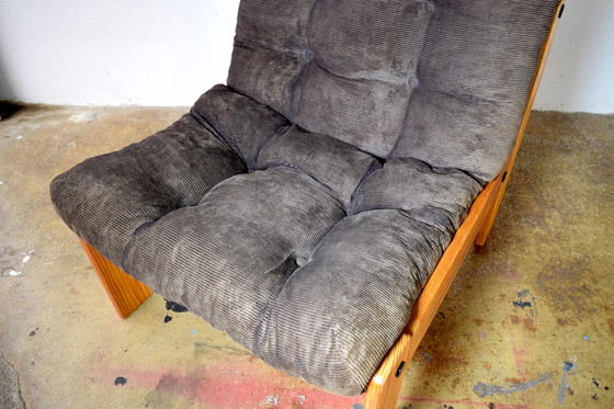 Image 1 of Brutalistische fauteuil uit de jaren 70, vintage koordstoel, ruimtetijdperk