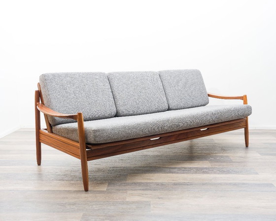 Image 1 of 60s daybed/sofa in teak, newly upholstered.