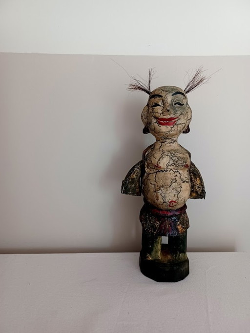 Vietnamese Water Puppet – ‘Laughing Boy’ – Hand‑Carved Wood, Matte Lacquer, 26 cm