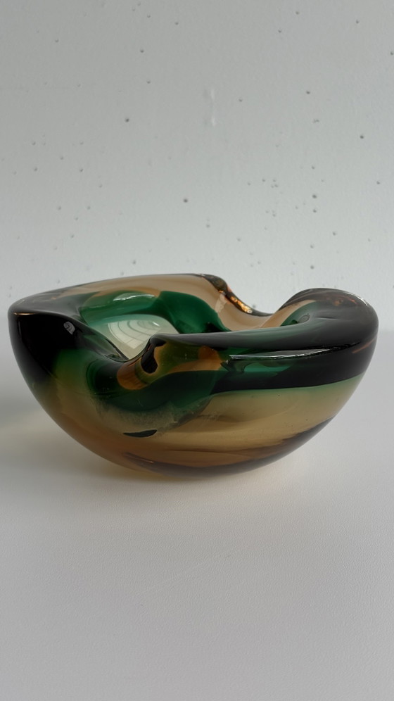 Vintage Murano Glass Geode Jewelry Bowl / Ashtray Sommerso - Flavio Poli Design (photo 9 of 14)