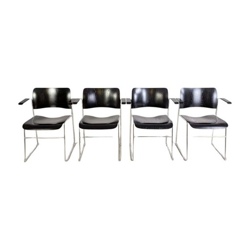 Original 4er Set Howe 40/4 Stuhl David Rowland Midcentury Stapelstuhl