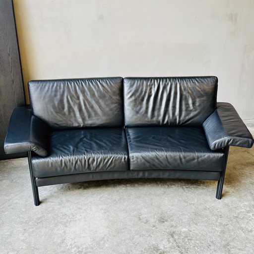 Canapé 2 places Artifort en cuir noir – Design néerlandais