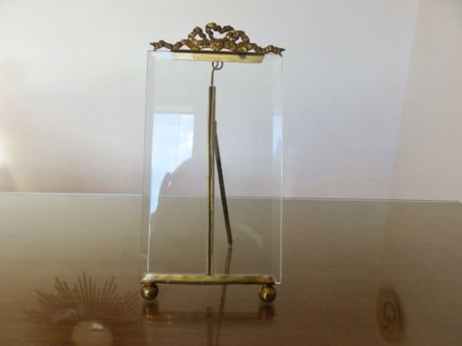 Großer Napoleon III. Bilderrahmen, Messing und Facettenglas, 19. Jahrhundert