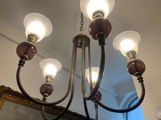 Lámpara de araña de cristal color gris plomo