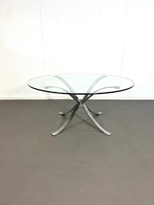 Table basse en verre chromé de l'ère spatiale 1970