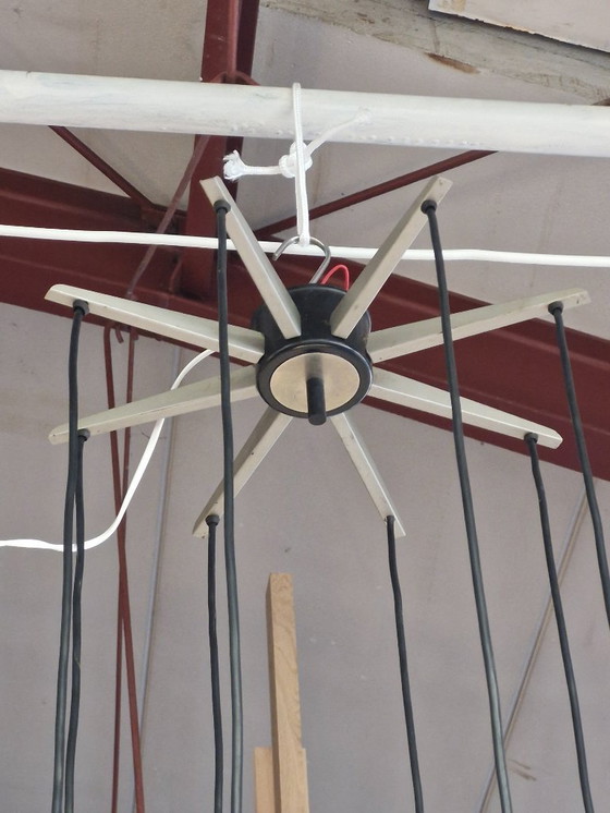 Image 1 of Lampadario/lampada a sospensione vintage con 8 gocce di vetro