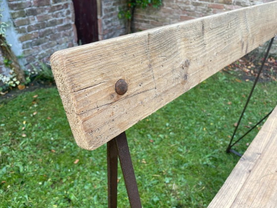 Banc vintage français avec dossier pour entrée ou jardin – Bancs de jardin, Wood, Iron (photo 4 of 19)
