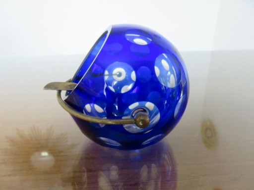 Marita Voigt ashtray for Harzkristall, crystal and brass, Germany, 1970