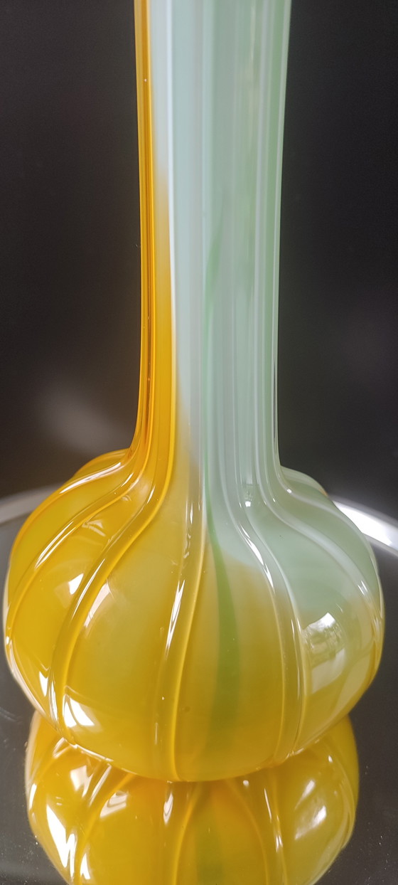 Image 1 of Large blown glass vase, artistic glassware from the 1970s.