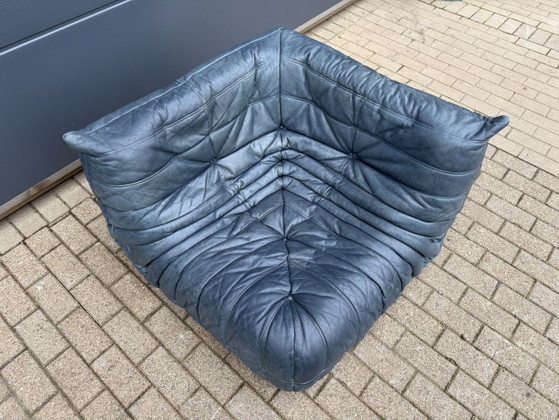 Image 1 of Borsa Ligne Roset Togo Corner 100% autentica in pelle originale Petrol Blue.