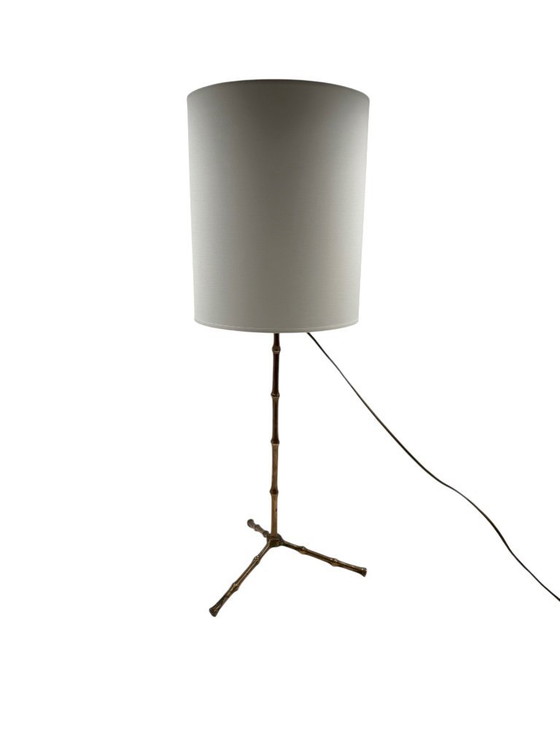 Image 1 of Lampe de table en bambou de style Hollywood Regency, Maison Jansen France, années 1970