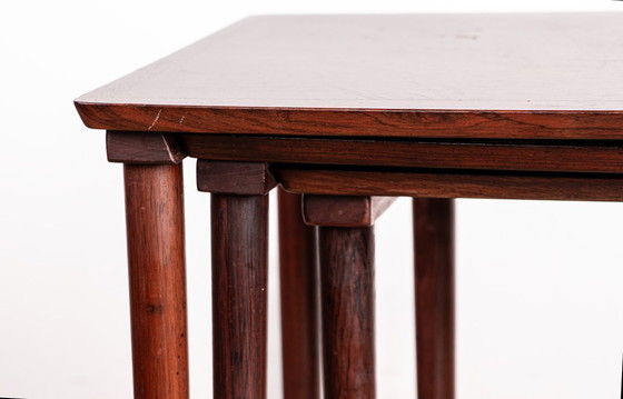 Image 1 of Drei dänische Satztische aus Palisanderholz von Mobelintersia, 1960.