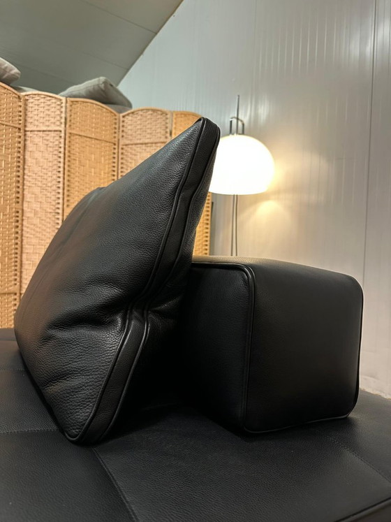 Minotti Lawrence Element Schwarzes Leder (2x), 2 Sitzer Sofas, Modern (Foto 17 von 19)