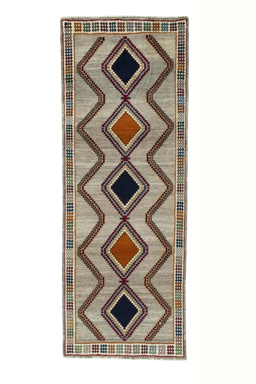 Alfombra nómada oriental Gabbeh anudada a mano – 282 x 104 cm