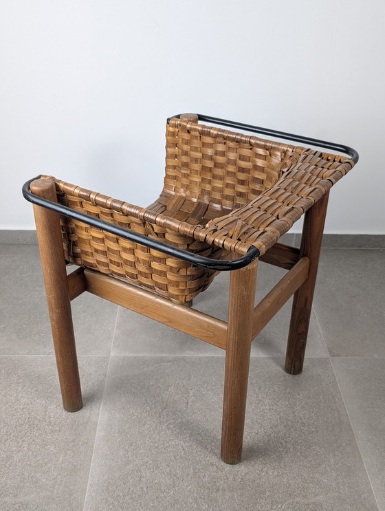 Image 1 of Silla Artesana de Castaño Tejido de Longinos, Premio Nacional de Artesanía, España años 80