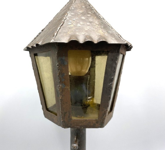 Image 1 of Vintage handgesmede smeedijzeren vuurtoren tafellamp – Rustieke 