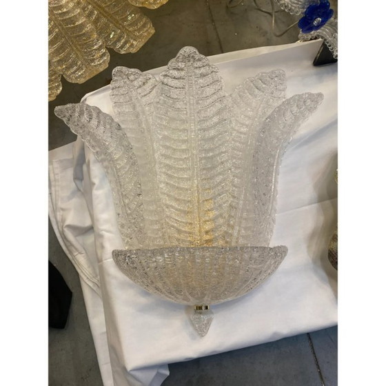 Image 1 of Coppia di applique da parete Tronchi in vetro di Murano trasparente e dorato