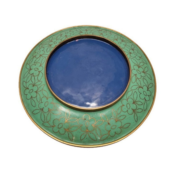 Image 1 of Assiette cloisonnée vintage unique