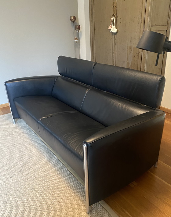 Image 1 of Leolux Goncharov Black Leather 2.5-Seater Sofa