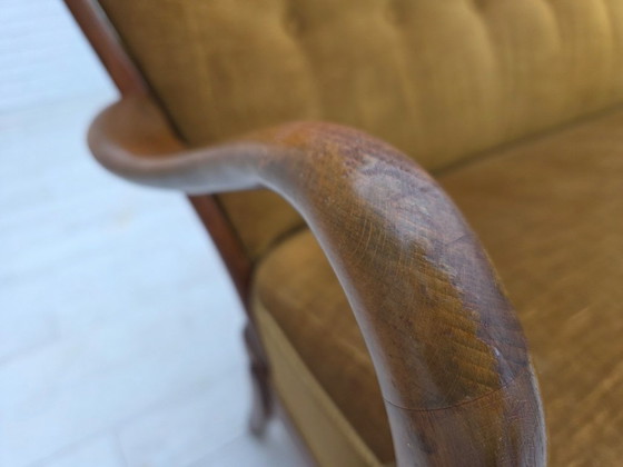 Image 1 of Jaren 60, Deens ontwerp van Alfred Christensen, 2-zitsbank, groene meubelvelours.