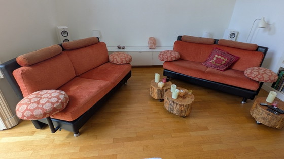 Leolux Vintage Disign Sofa, Orange/Terra, 2 X Two-Seater – 2 seaters, Textile (photo 2 of 8)