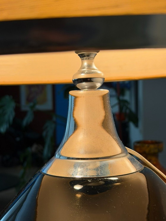 Vintage Italian Smoked Glass And Chrome Table Lamp, 1960s – Textile (photo 11 of 17)