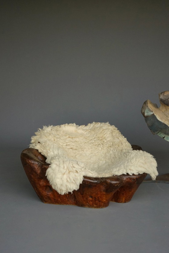 Image 1 of Geschnitzter Massivholzstuhl, 1970