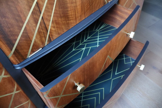 Image 1 of Mobile bar Art Déco vintage, restaurato con cura, antracite e noce