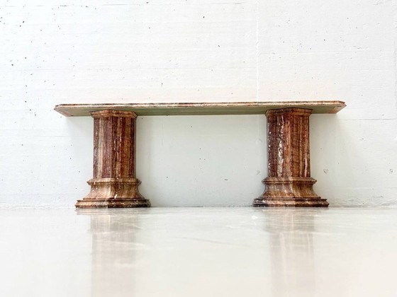 Image 1 of Consolle in marmo rosso-marrone con superficie lucida, Italia