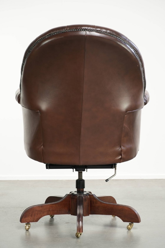 Sedia da ufficio Chesterfield in pelle bovina marrone in lussuoso stile inglese – Sedie da ufficio, Leather (photo 4 of 14)