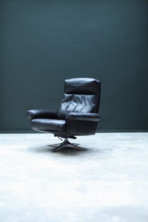 Poltrona vintage De Sede DS-31 | Schienale alto girevole | Pelle marrone | Anni '70