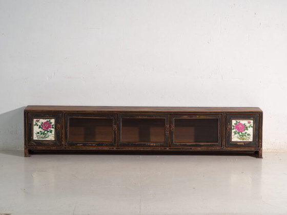 Antique low cabinet in elm wood – China, circa 1900 – Sideboard cabinet, Iron, Glass, Rustic (photo 26 of 39)