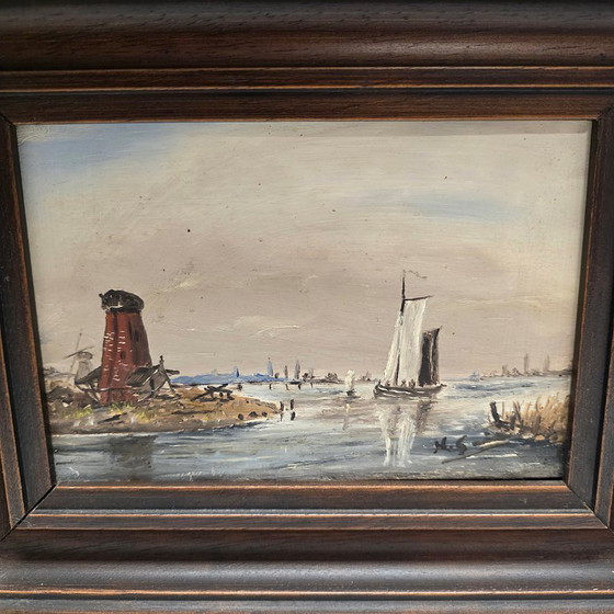 Image 1 of Winter landscape paintings on panel, 2nd half of the 20th century