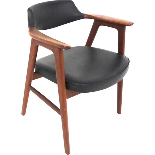 Poltrona vintage in teak e similpelle di Erik Kirkegaard, Svezia 1960