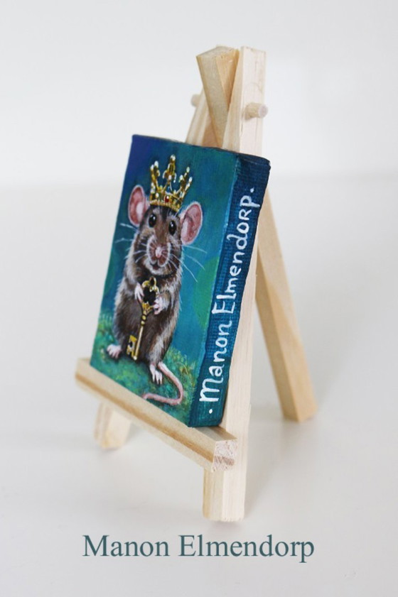 Image 1 of Hand-painted Mouse Painting: The Key to Happiness