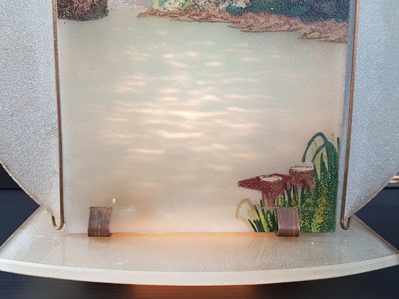 Image 1 of Vintage tafellamp in de vorm van een toverlantaarn uit de jaren 40, 50 of 1940.