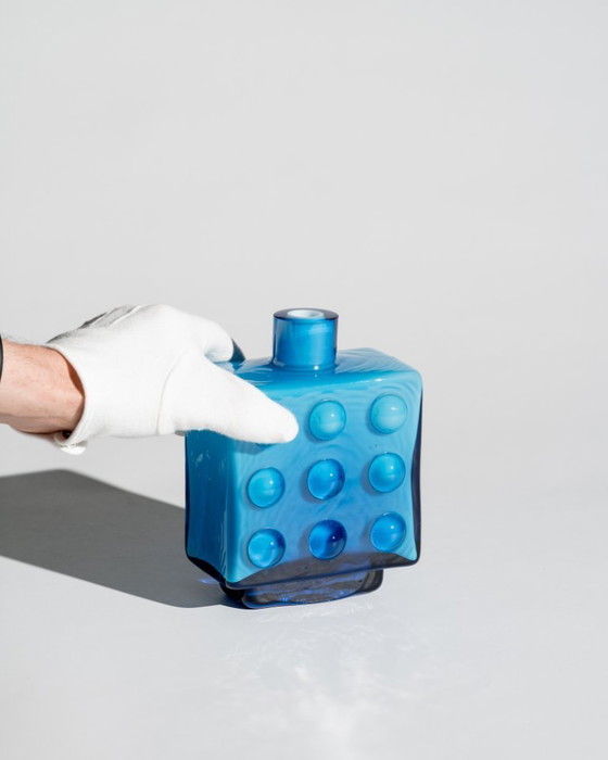 Image 1 of Friedrich Kristall “Bubble” Pop Art Vase – Blue Cased Glass, Germany, 1970s
