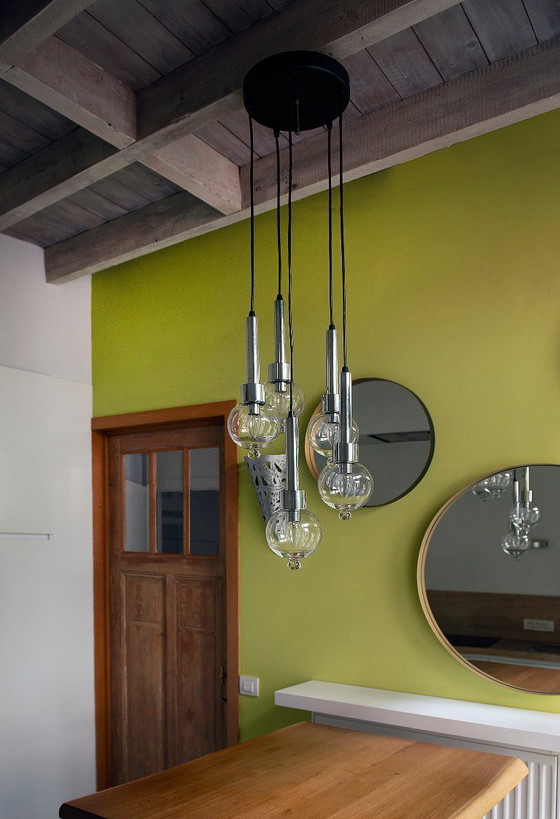 Image 1 of Lampada a sospensione a cascata vintage, cascata spaziale di metà secolo