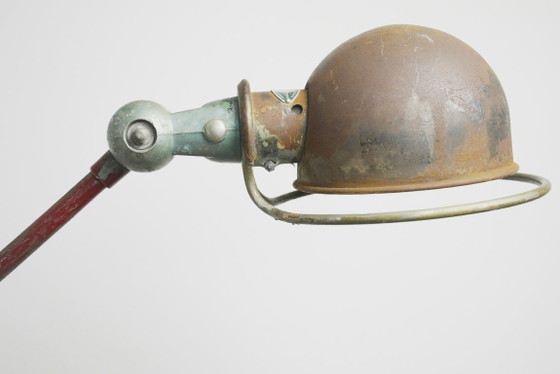 Image 1 of Vintage 1950s Jieldé Lamp Standard Industrial Wall Light, Two-Arm Early Model Riveted Label, French Factory Workshop Patina, 195
