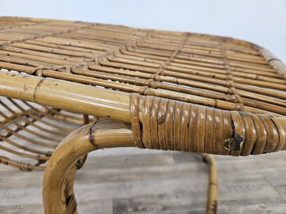 Rattan-Couchtisch, Gartentische, Braun, Vintage (Foto 7 von 10)