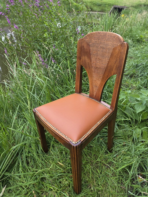 Set Van 6 Amsterdamse School Eetkamerstoelen | Jaren 20