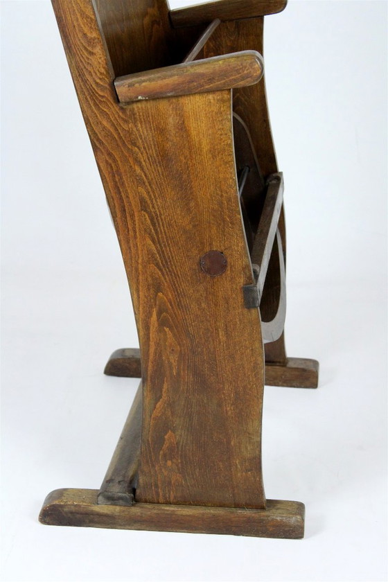 Image 1 of Fauteuil de cinéma vintage TON (Thonet), tchèque des années 1940, siège de théâtre en bois