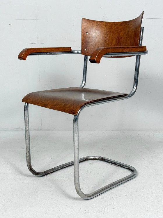 Image 1 of Juego de 2 sillas cantilever de Mart Stam para detectores de mosquitos, modelo: FN6, década de 1930