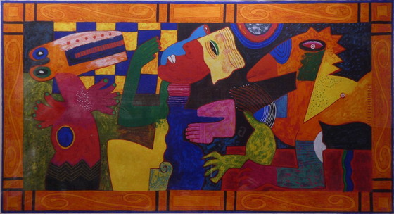 Image 1 of Clemens Briels Serigrafía en hermoso marco - Algunas Gentes Hacen la Comedia, Otros No