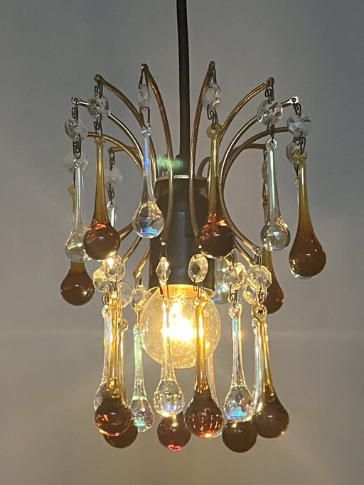 Pendant Chandelier Vintage Teardrop Pearls Smoked Smoked Glass