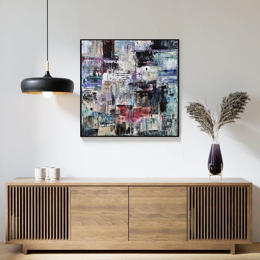 Frances Eckhardt - 70x70 cm, dipinto astratto colorato, arte moderna e contemporanea