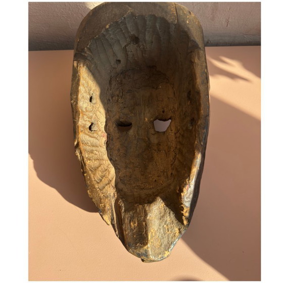 Image 1 of Masque himalayen expressif - Bois sculpté à la main - Objet rituel chamanique - Népal ou Inde du Nord - 20e siècle