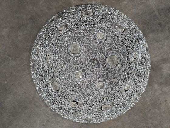 Image 1 of Beautiful silver ceiling lamp with crystals
