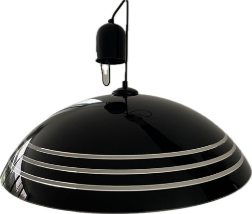 Schwarze Herda-Pendelleuchte – Plexiglas-Design aus den 1970er Jahren